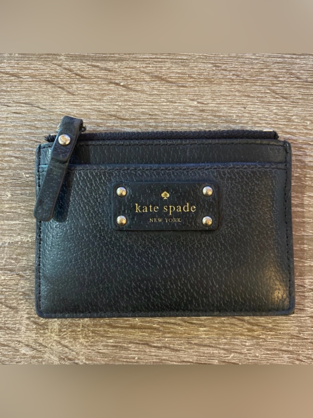 Kate Spade Black Leather Zip Coin Pouch Cardholder